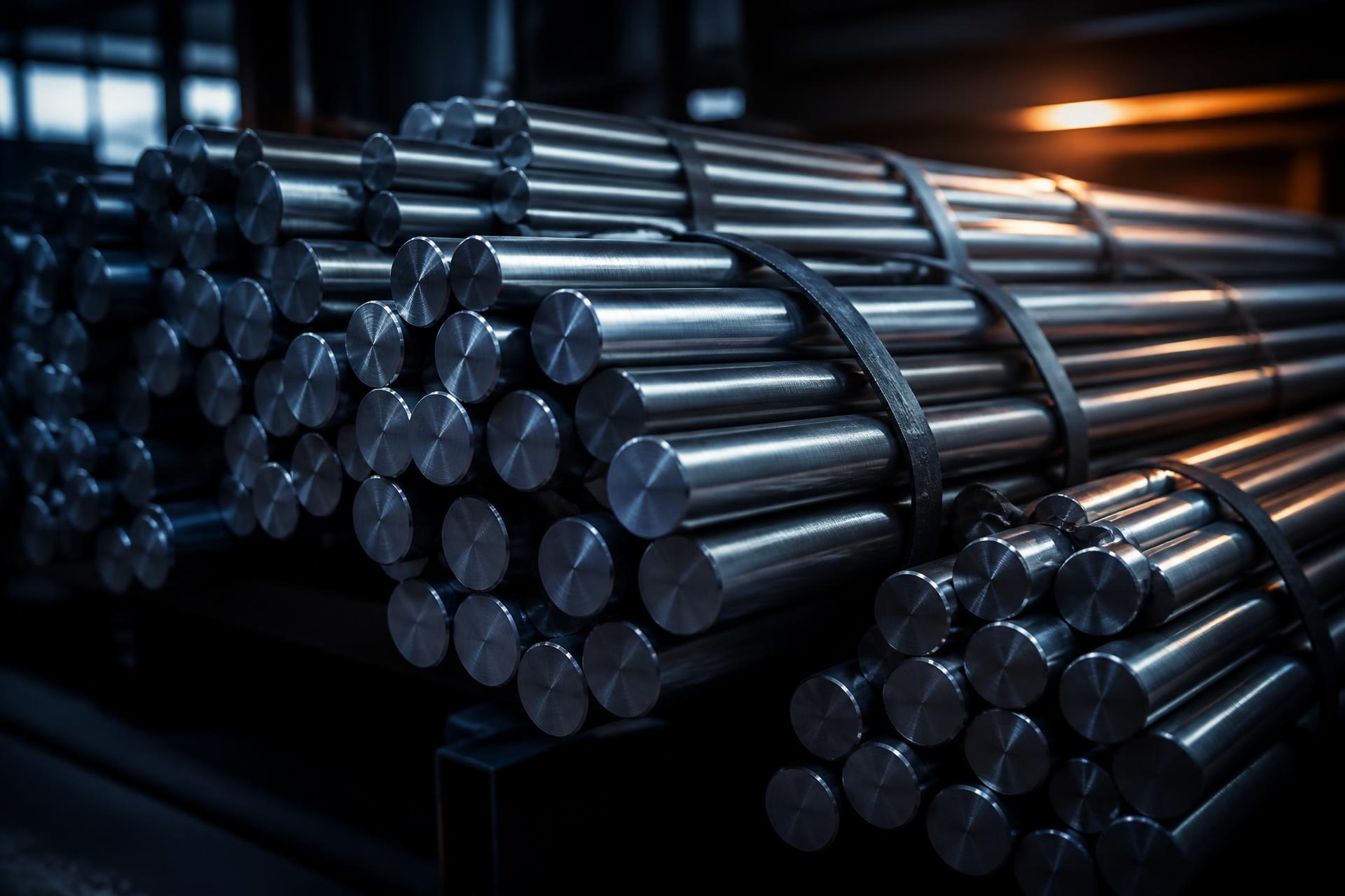 Specialty metal bar stock being processed to size