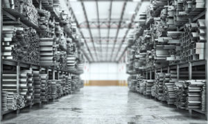 Metal rolled products at Alloys International warehouse